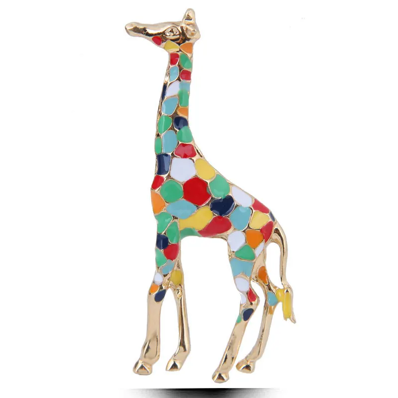 

European And American Fashion Metal Giraffe Christmas Deer Small Deer Temperament Women's Brooch Color Painting Oil