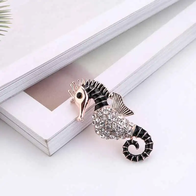 Черная эмалированная кристаллическая морская лошадь животное морской конек