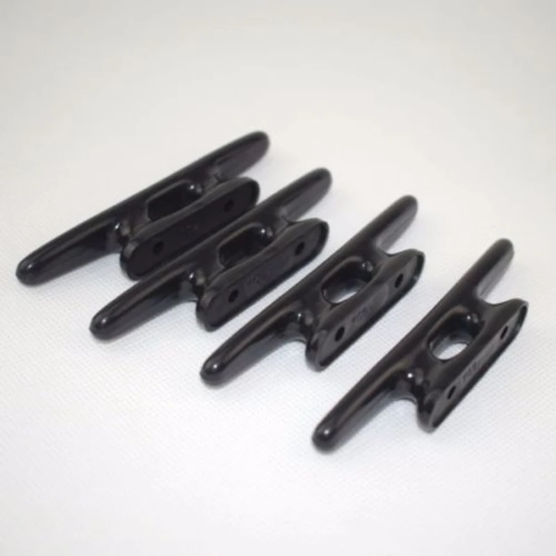 

4 Pieces Boat Cleat 4" Black Nylon Plastic Open Base Marine Grade Cabin Trim