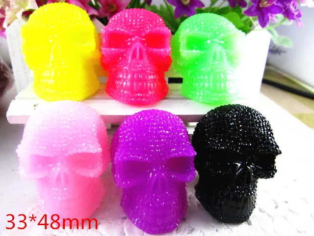 5 шт./лот DIY резиновый череп с плоским основанием смешанные цвета кавайные