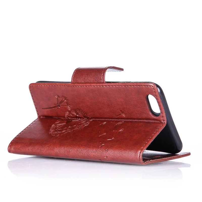 Браун Одуванчик Тиснением diamond Слот Для Карты Бумажник PU Кожа Стенд флип Чехол