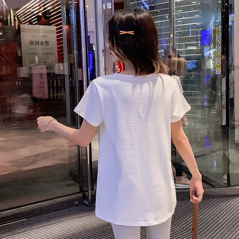 Однотонная футболка для грудного вскармливания с коротким рукавом и принтом на