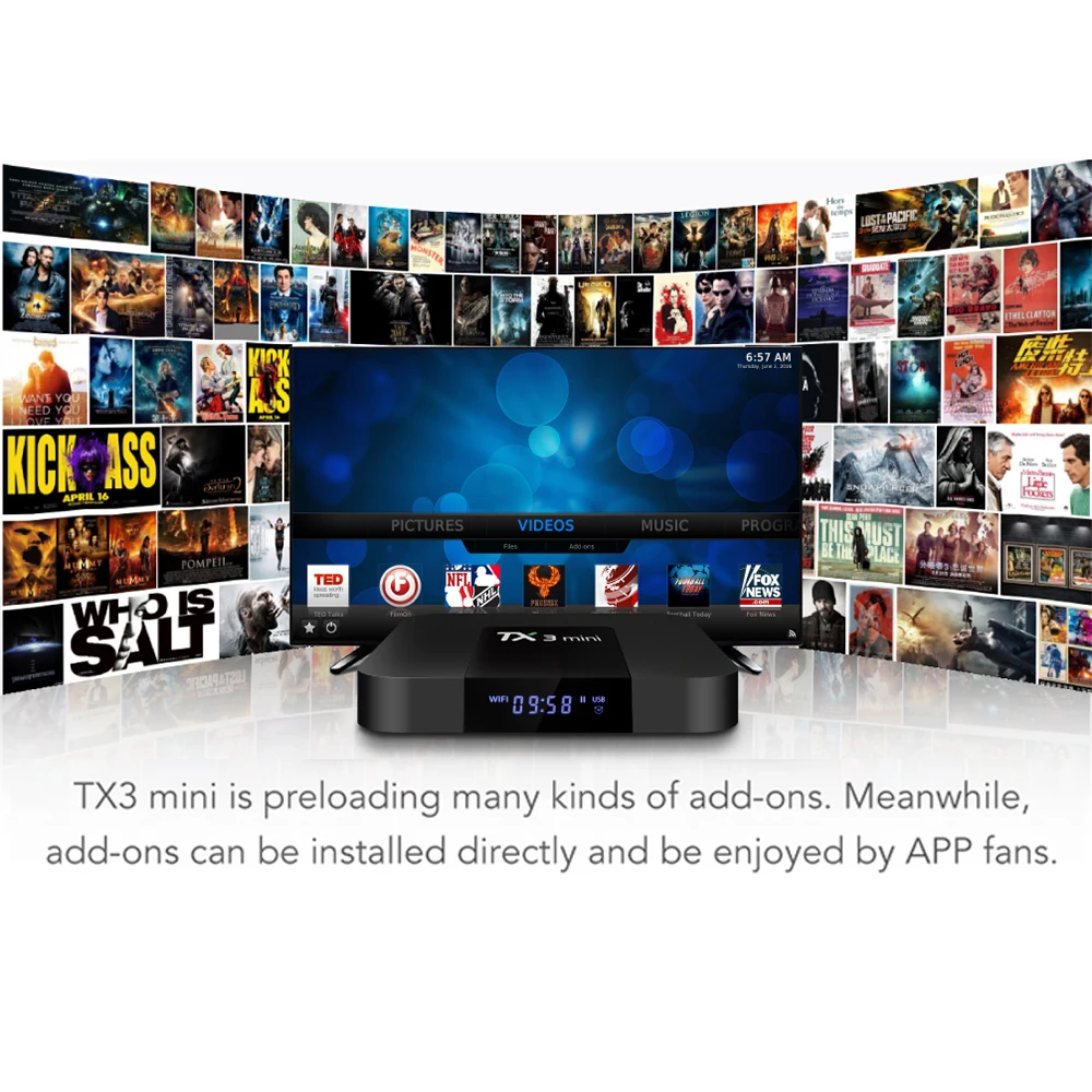 LEMFO TX3 Мини Смарт Android ТВ коробка Amlogic S905W Четырехъядерный 4 K 2 HD 3D 4G Wifi Гб + 16