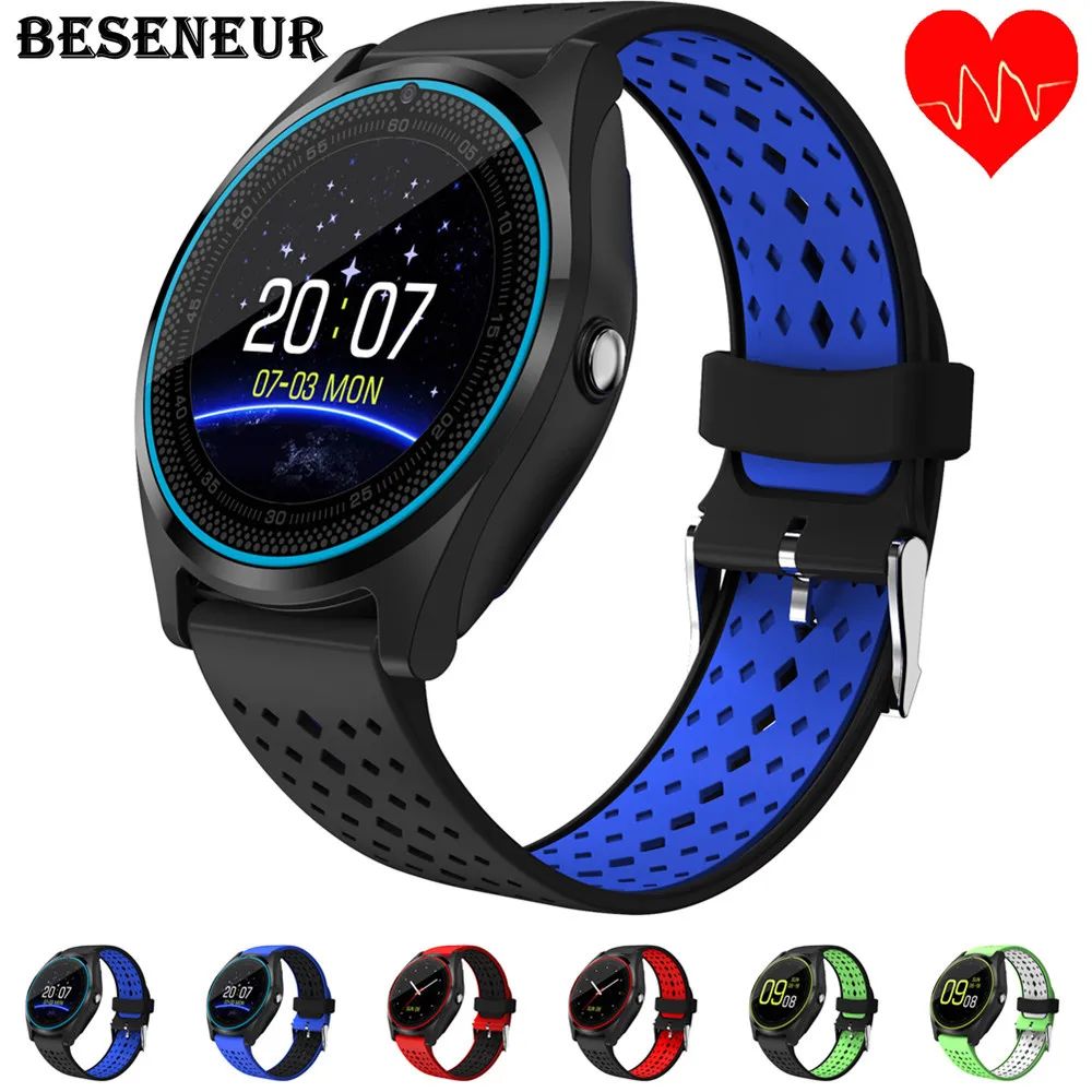 Beseneur Bluetooth Смарт часы V9 с Камера и встроенным шагомером Здоровье Спорт Для мужчин