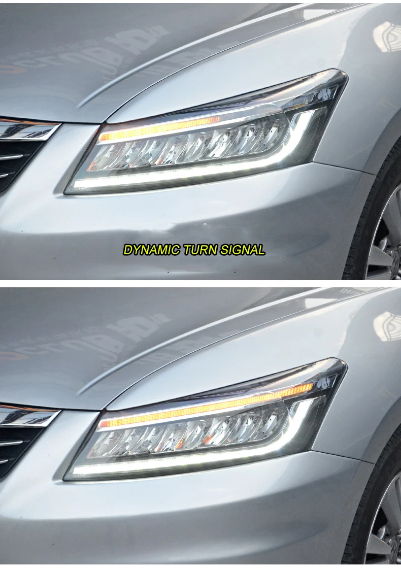 Тюнинговые Автомобильные фары чехол для Honda Accord G8 2008-2013 фары Полный СВЕТОДИОДНЫЙ DRL ходовые огни биксеноновый луч динамический сигнал