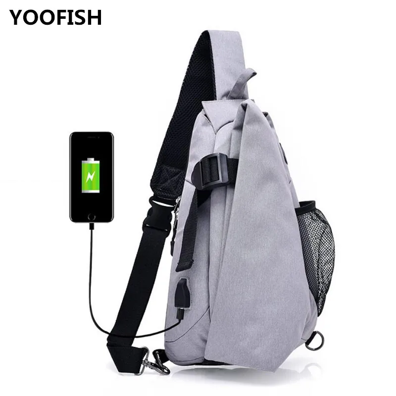 

Classics Men's Crossbody Bags USB Chest Bag Canvas large capacity Waterproof and guard against theft sports bags free shipping.