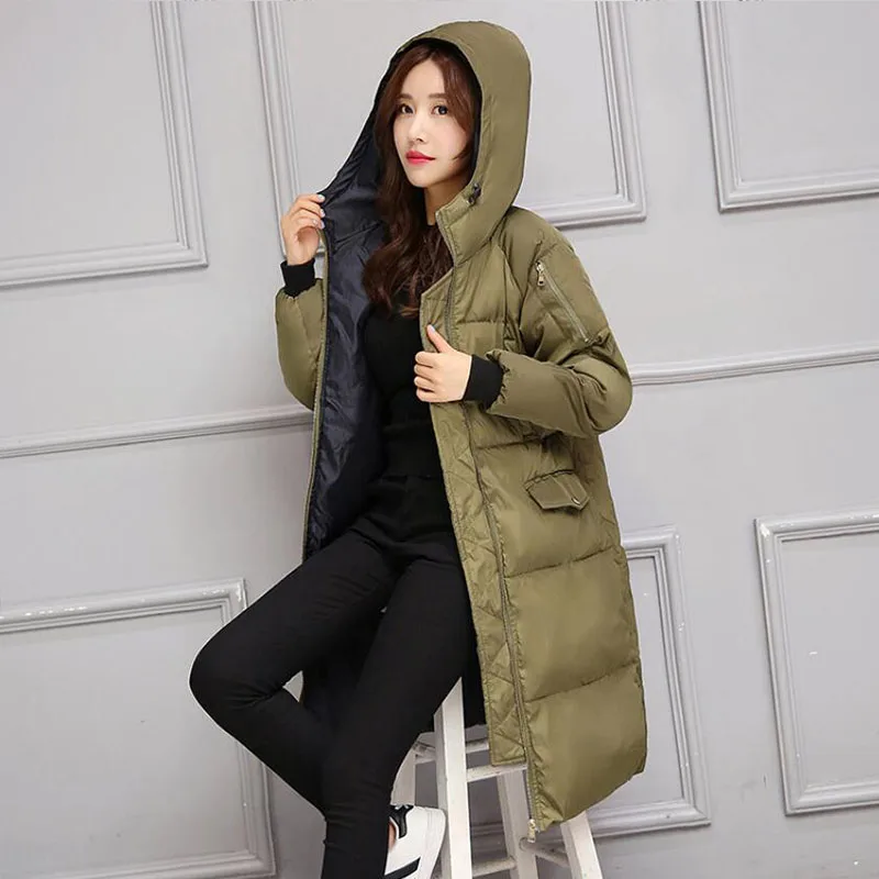Winter Loose Parka Women Jacket Coat X-Long Warm Padded Quilted Parkas wadded Windbreaker hooded jacket Female EV125 | Женская одежда