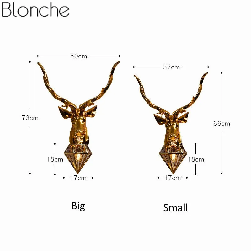 American Retro Gold Deer Wall Lamp Antlers Light Fixtures Living Room Bedroom Bedside Led Sconce Home Decor Luminaire | Освещение