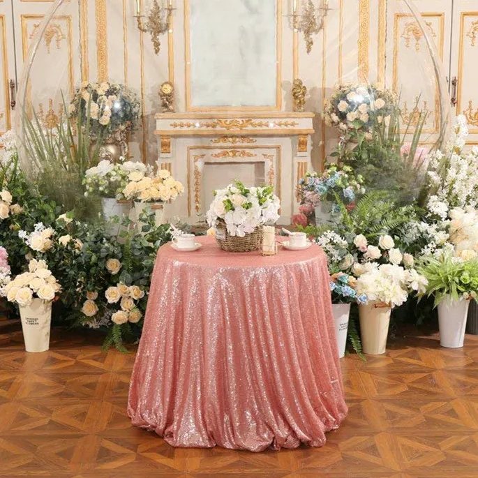 Blush Color ShinyBeauty скатерти с пайетками ткань цвета слоновой кости 96 вкл круглая скатерть, вечерние блестящие сетчатые скатерти с пайетками ткань мерцающий стол Linens-x9416 - Цвет: Blush Color
