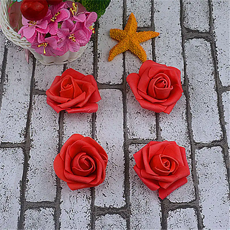 Cheap10pcs 6 см искусственная пена розовые бутоны для свадебный автомобиль брак украшение комнаты своими руками гирлянда декоративный, Цветочный - Цвет: Красный