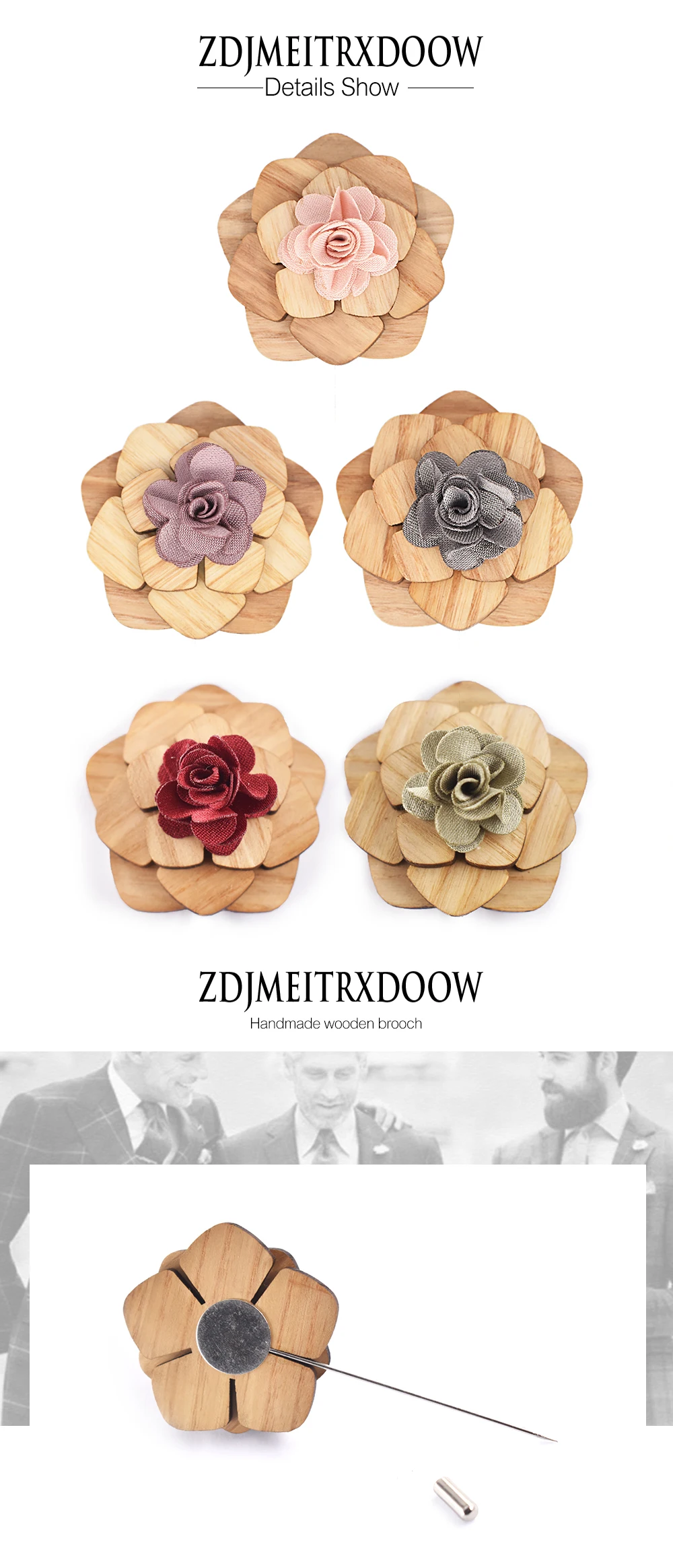 ZDJMEITRXDOOW, ручная работа, ткань, цветок, бутоньерка, деревянная брошь, булавка, много цветов, булавка для воротника, Мужская Свадебная вечеринка, нагрудная булавка, ювелирные изделия