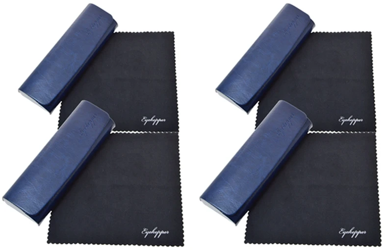 4 pcs Blue R2 очечник для мужчин Wo для мужчин s металлический футляр для очков с микрофиброй для чистки мягкой тканью - Цвет: 4 pcs Blue