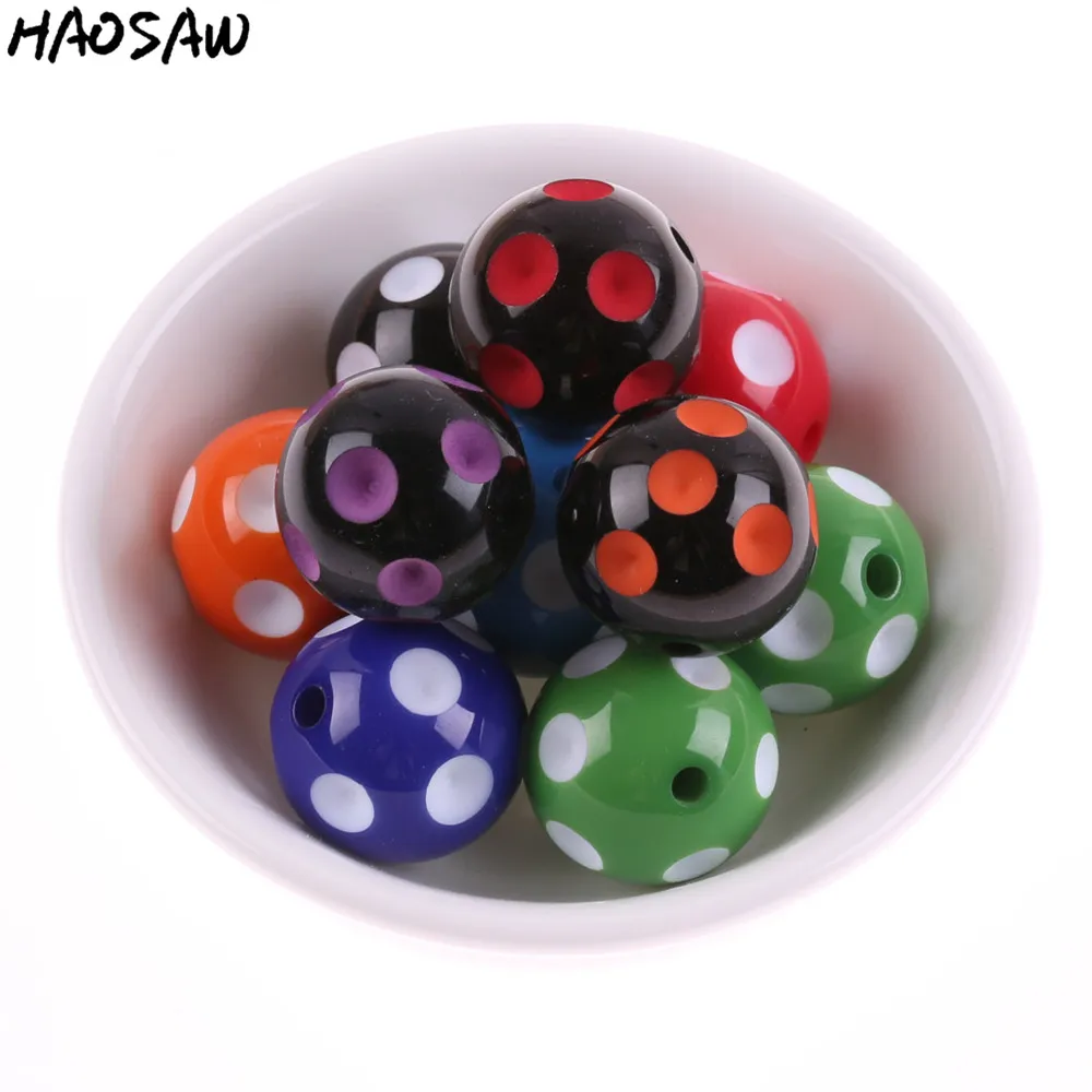 

Choose Color Fashion Jewelry 12MM 14MM 16MM 18MM 20MM Resin Polka Dot Beads Chunky Resin Beads For Necklaces Jewelry Wholesale