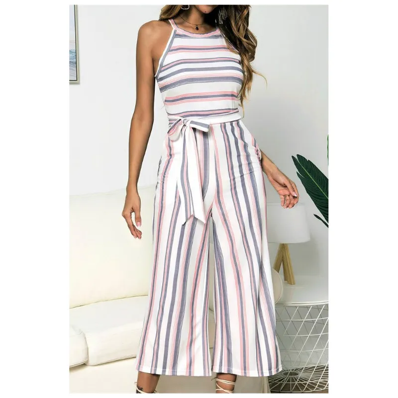 Для женщин в полоску праздничные комбинезоны летний бeз рyкaвoв пляжный