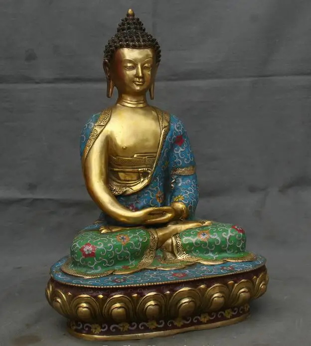 Китайский из перегородчатой эмали Бронзовый свинка храм Шакьямуни Амитабха