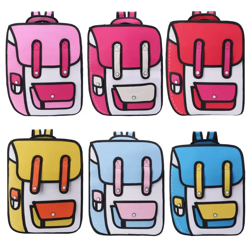 Рюкзак THINKTHENDO объемный рюкзак в стиле прыжка 2D рисунок из мультфильма бумажный наплечная сумка для