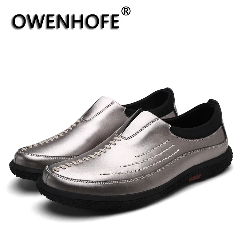 Для мужчин плоской подошве Повседневное кожаная обувь без застежки для