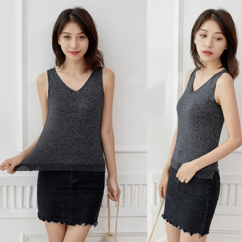 Женский Летний жилет 2019 размера плюс повседневный тонкий вязаный свитер с