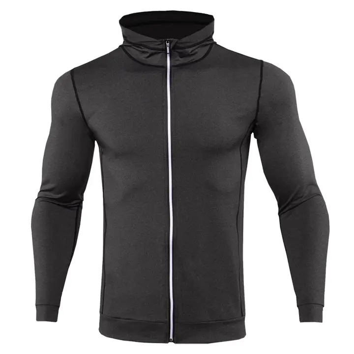 dark gray Мужские толстовки для бега, спортивное пальто для фитнеса, куртки с капюшоном для тренировок и упражнений, Мужские дышащие быстросохнущие футболки для бега - Цвет: dark gray