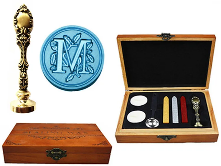 Винтаж Роскошные буква М Алфавит Первоначальный выгравированы свадебные