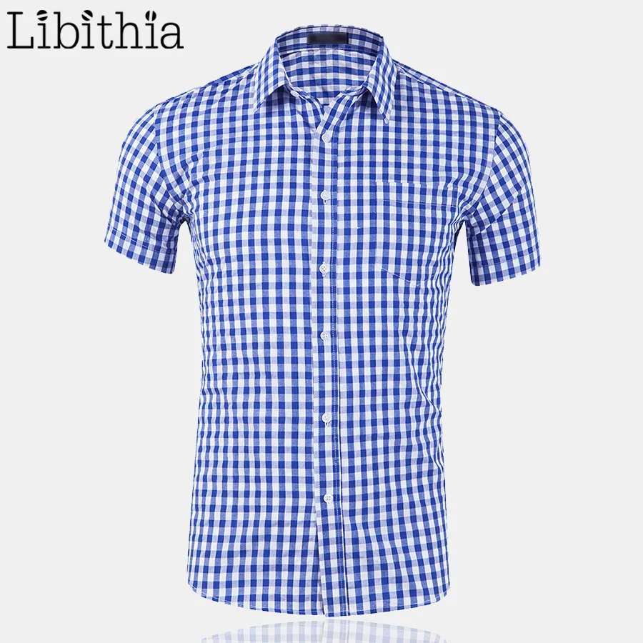 Мужская Повседневная рубашка в клетку с коротким рукавом | одежда