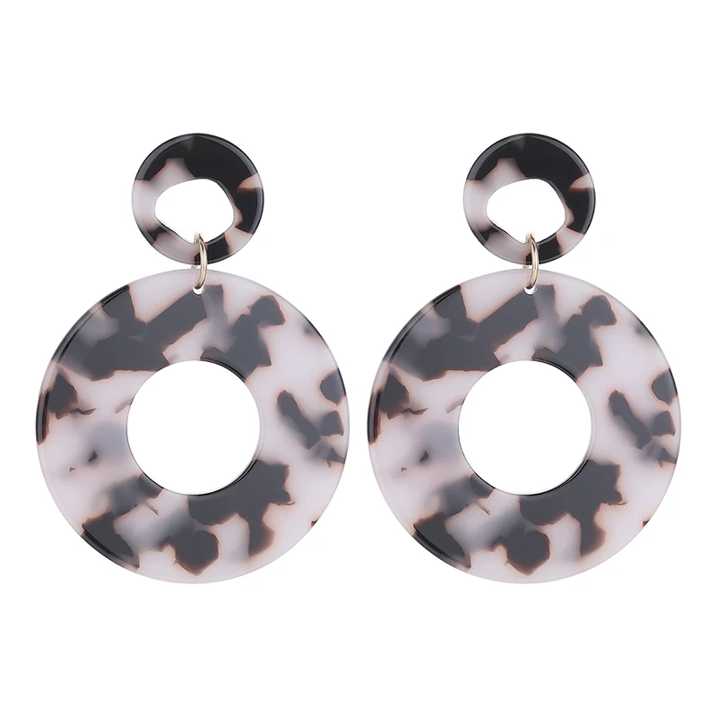 Fashion Geometry Leopard Earring for Women Colorful Retro Tortoise Resin Acrylic Hollow Circle Drop Dangle Female Brinco | Украшения и