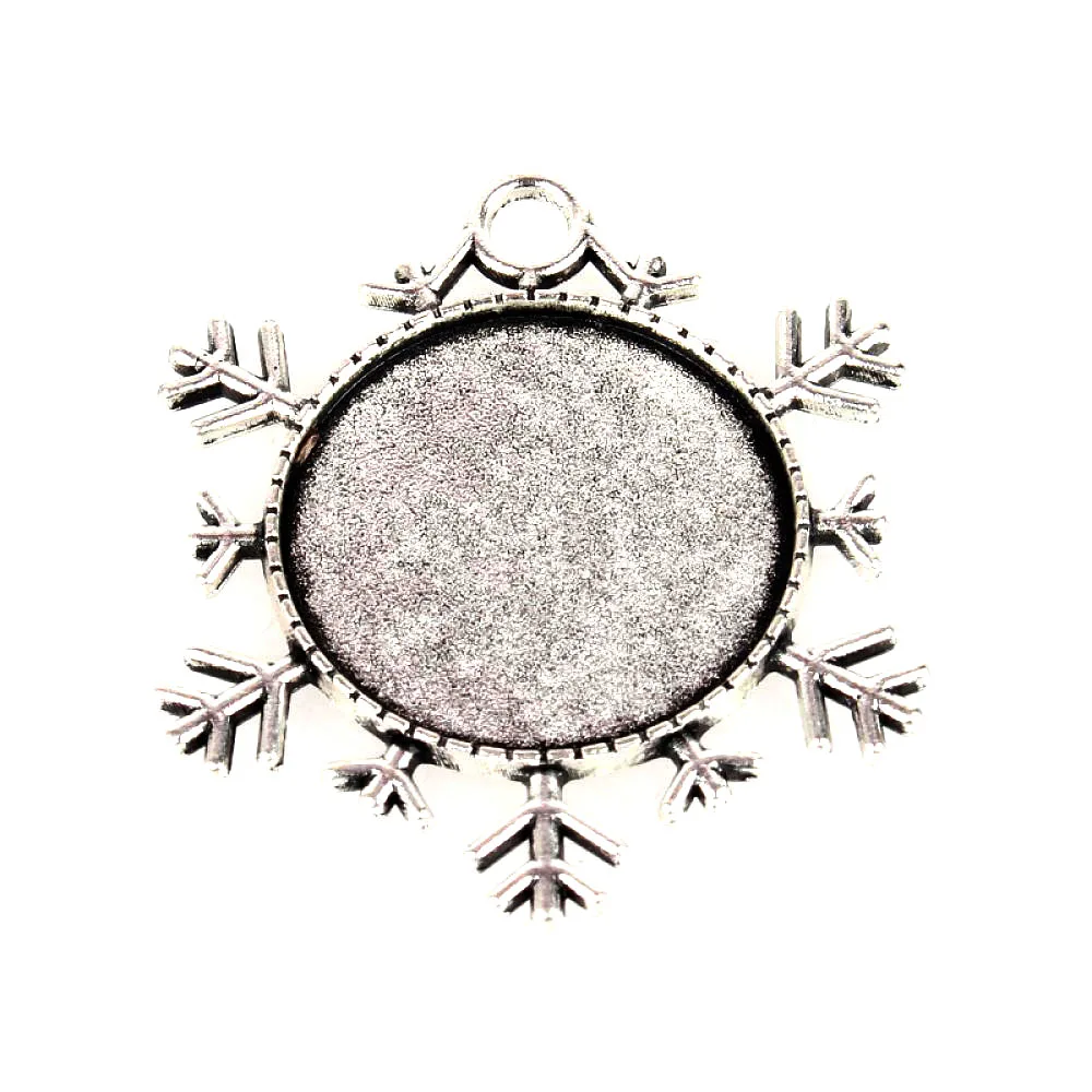 

Приблизительно 155 шт./кг 43x38x2 мм рождественские украшения сплав двухсторонний античный серебряный плоский круглый Снежинка Кулон Кабошон Н...
