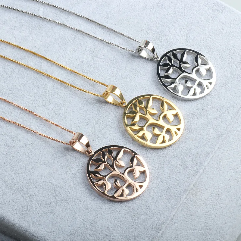 

Again Jewel Tree Of Life Pendants Women Gold Color Gift 316L Stainless Steel Lucky Jewelry Necklaces Women