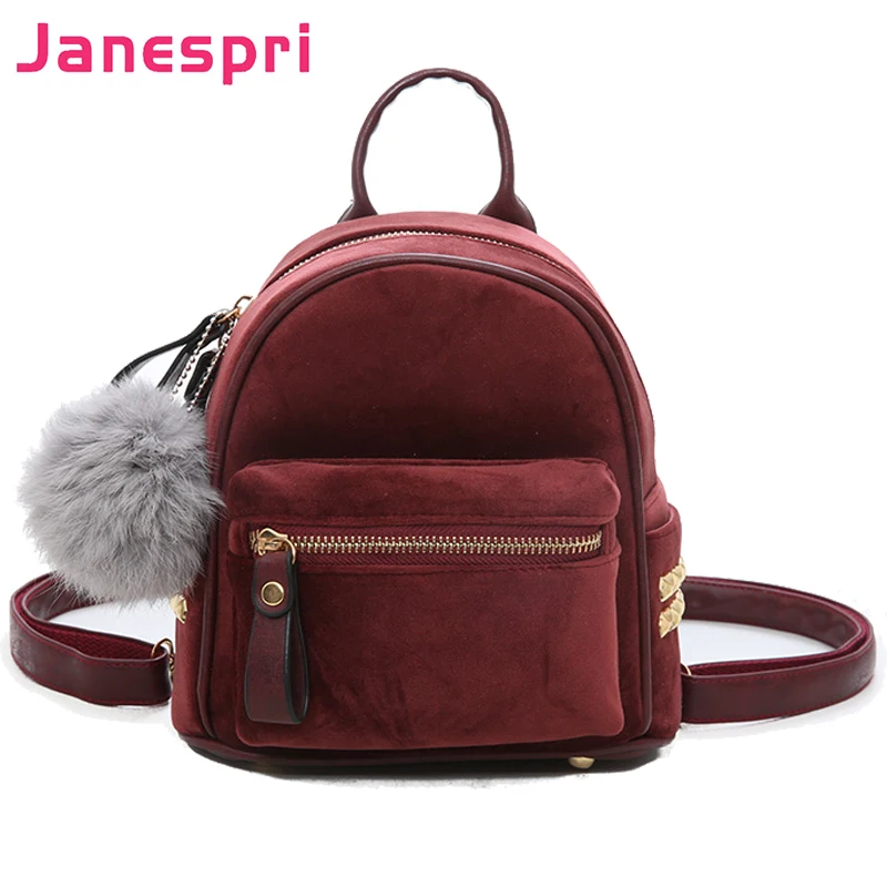 Janespri 2018 Новый мини велюровый рюкзак женские милые рюкзаки высокое качество для