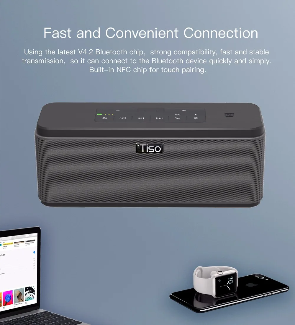 Тисо T12 30 Вт выход громкоговорителей 2.2 каналов беспроводной Bluetooth V4.2 динамики NFC AUX Power Bank дома звук сабвуфер системы