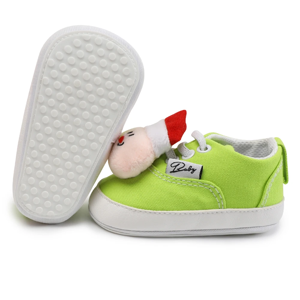 Colorful Newborn Baby Boys Girls Canvas Oxford Santa First Walkers Toddler Anti-slip Soled Prewalkers Shoe Lace-up Walker shoe |