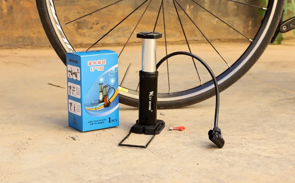WEST BIKING мини-велосипедный напольный насос 100PSI из алюминиевого сплава, велосипедный насос, насос для шин, портативный велосипедный насос Schrader Presta с клапаном