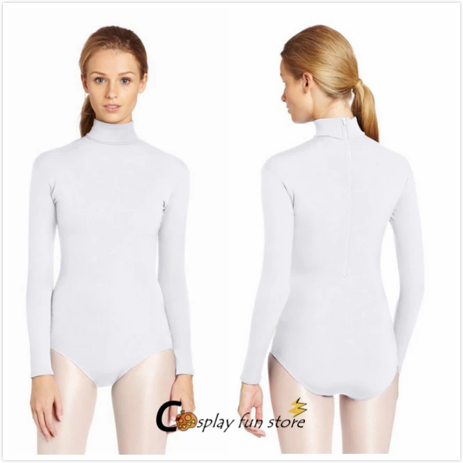 Размера плюс взрослый лайкра черный нейлон Женские с длинным рукавом боди