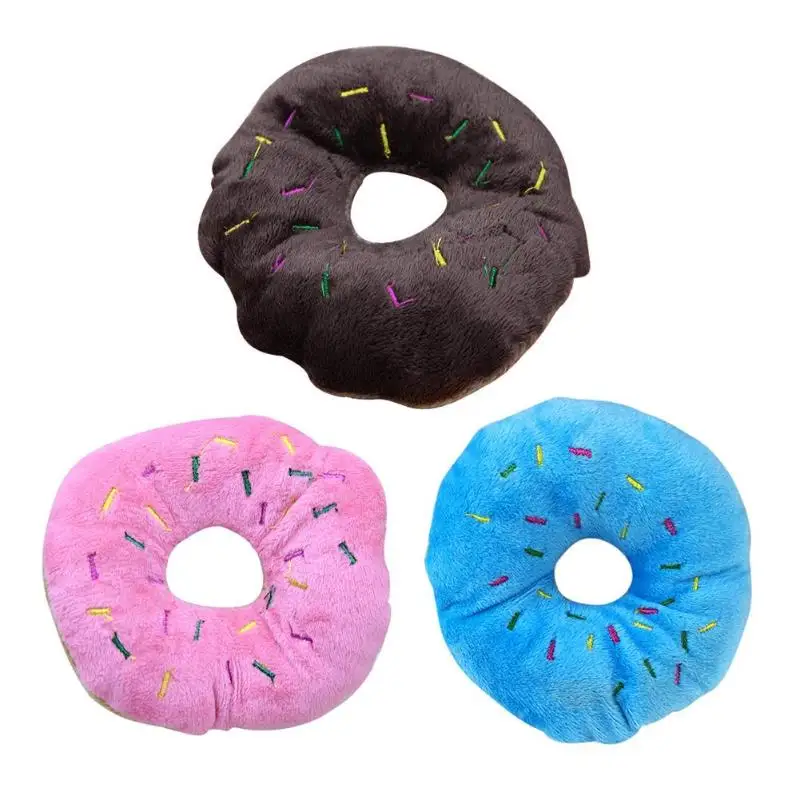 Забавный питомец, жевательный бросок, игрушка Huisdier Producten Leuke Donuts Puppy Kat Piepend Piepende Pluche Geluid Speelgoed Hond Levert