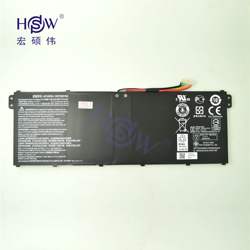 HSW Новый 11 4 В 36 wh ноутбука Батарея для Acer Aspire e3 111 V3 111P V5 122 KT0030G AC14B18J 4ICP5/57/80 bateria|battery