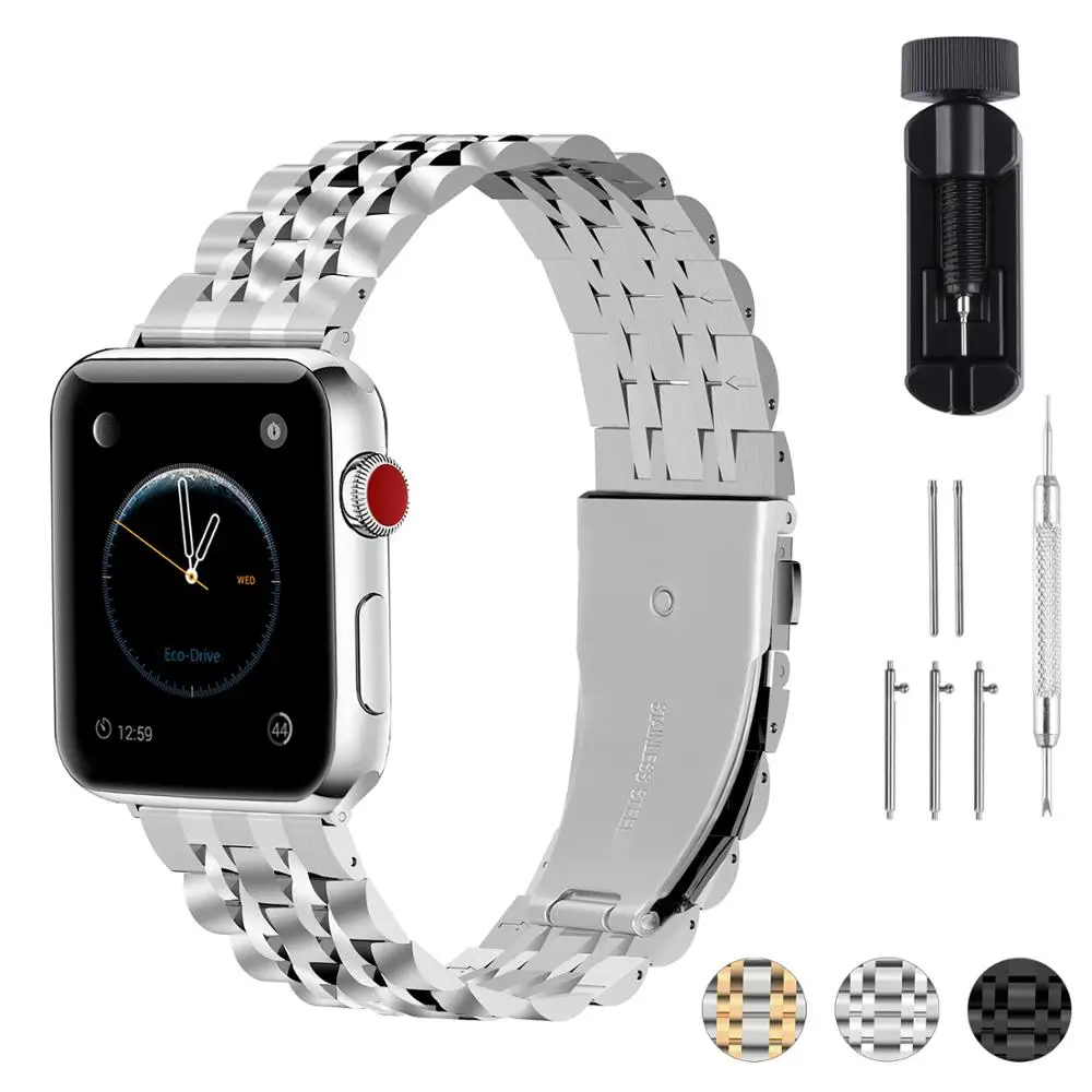 Ремешок из нержавеющей стали для наручных часов Apple Watch 38 мм/40 мм/42 мм/44 мм 3 цвета