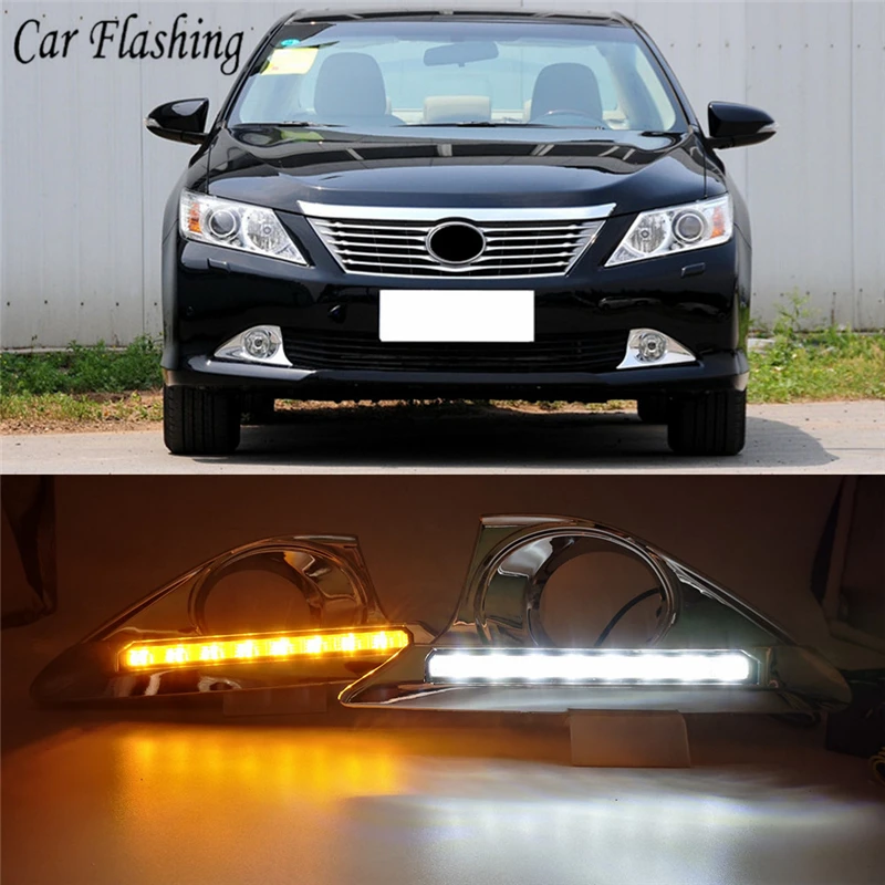 Автомобильная проблесковая 2 шт. LED DRL для Toyota Camry 2012 2013 2014 Габаритные огни колпак