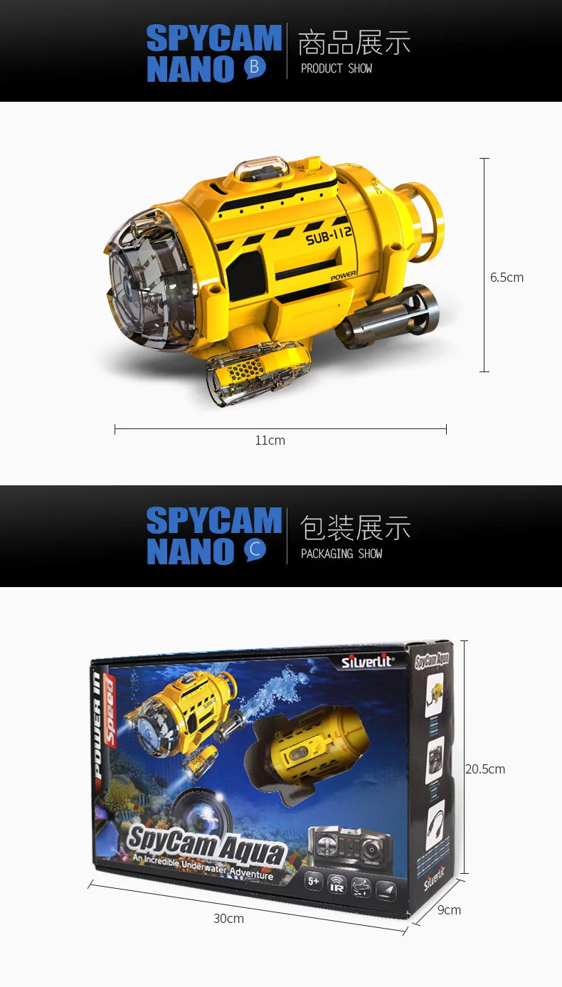 RC мини подводная лодка с камерой 3CH перезаряжаемая лодка Водонепроницаемая подводная лодка для детей Детские игрушки