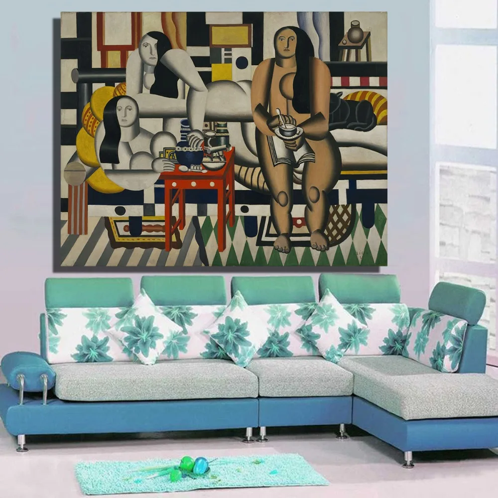 

Embelish 1 Pieces Fernand Leger Three women Classical Abstract Pictures For Living Room HD Canvas Oil Painting Home Decor Poster