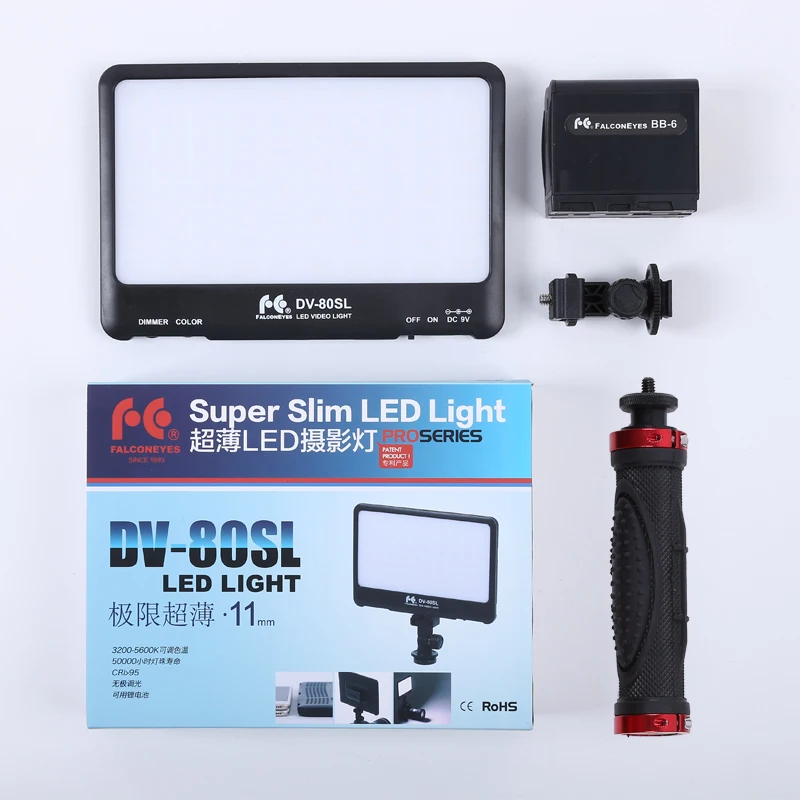 Продажа FalconEyes 2 шт./лот 15 Вт портативный супер тонкий светодиодный светильник для камеры или камкодера 80 шт. светодиодов с портативным держателем