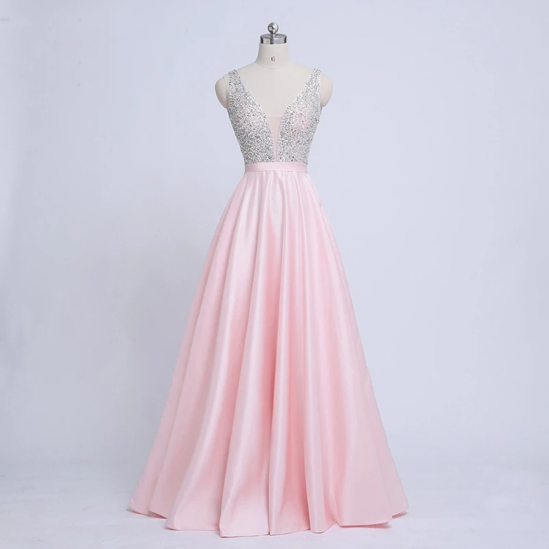 Vestidos, настоящая фотография, длинное вечернее платье с v-образным вырезом,, горячая Распродажа, бисероплетение, атлас, открытая спина, вечерние платья, вечерние платья для выпускного вечера