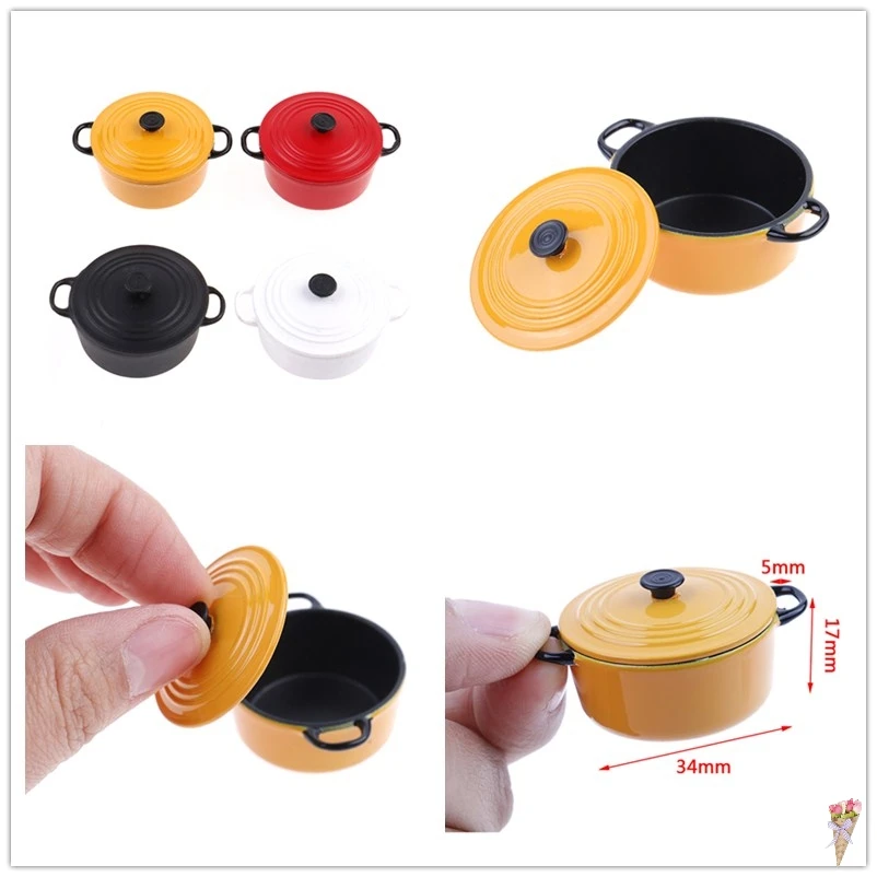

1:12 Miniature Mini Pot Boiler Pan Pretend Play House Toys for Kids Children Doll House Kitchen Utensils Cooking Ware