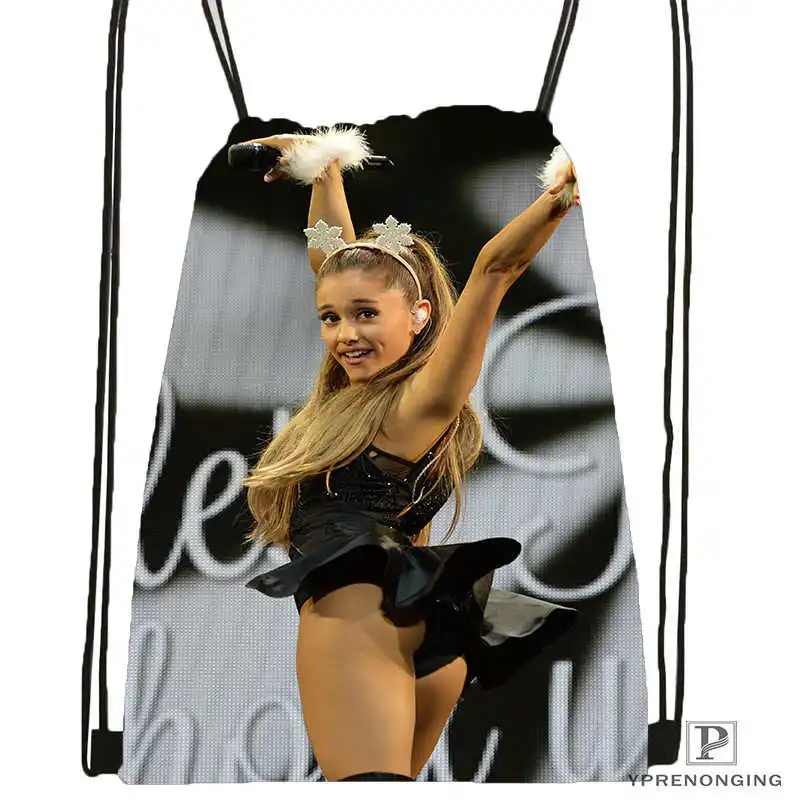 Drawstring Backpack На заказ Ariana Grande#10 походная сумка на шнурке милый рюкзак для детей(черная спинка) 31x40 см#180531-02-42 - Цвет: Drawstring Backpack