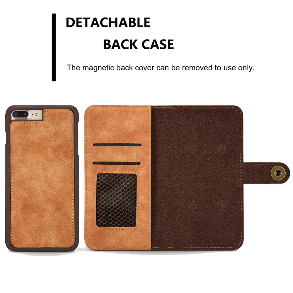 [Длинные Стивен] для iPhone 6 plus Уникальный съемный кожаный Бумажник Filp магнит adorption