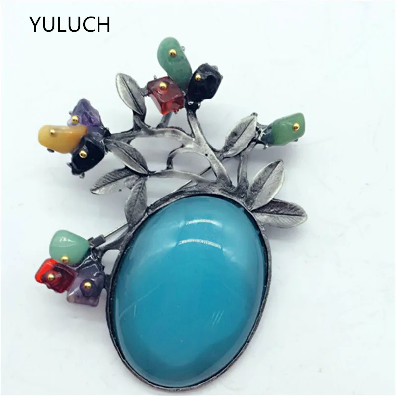 Модный бренд новинка ювелирная брошь с глазурью Lucky Grass leaf gem винтажный камень в