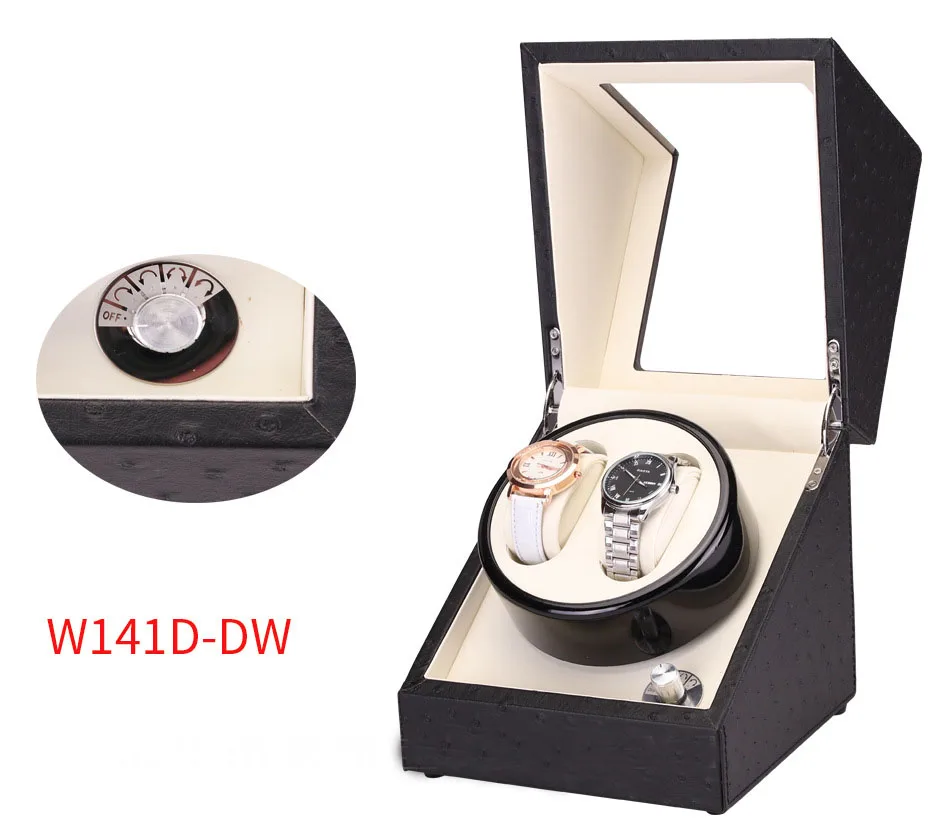 DW LISM Wooden Auto Watch Winder Irregular Shape Transparent Cover Wristwatch Box with EU/US Plug Luxury 2 Box Automatic Watch - Цвет: DW