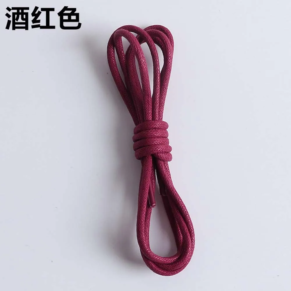 redwine 120cm 1 пара, модные Вощеные хлопковые тонкие круглые шнурки, 80 см/120 см, обувь с кружевом для мужчин и женщин - Цвет: redwine 120cm