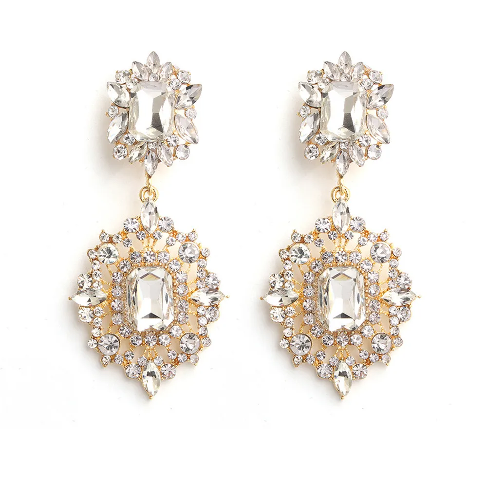Женская мода ручной работы Гипербола свадебные серьги-подвески с кристаллами