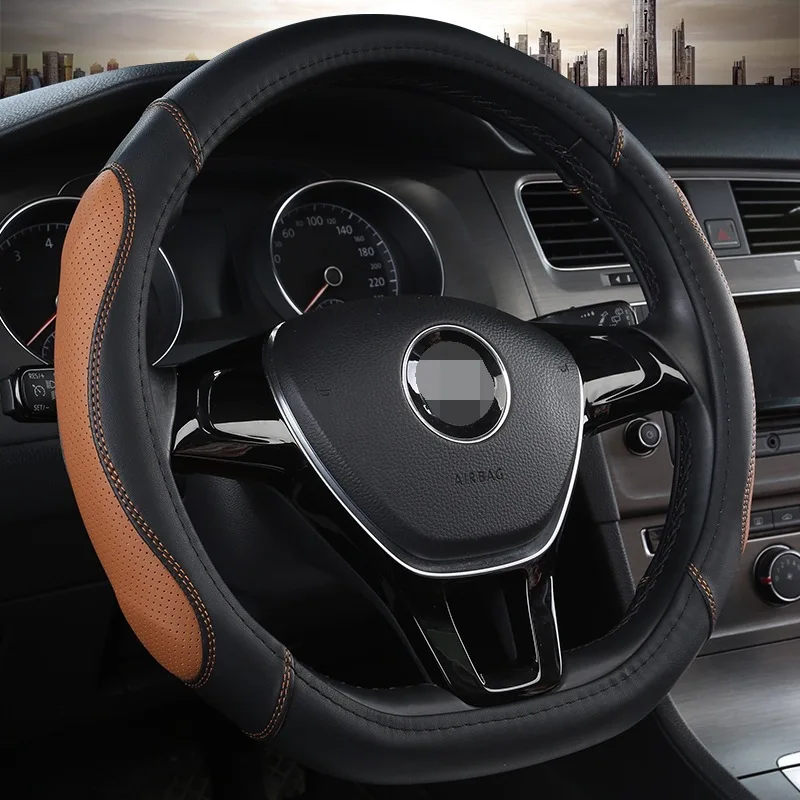 Чехол рулевого колеса автомобиля D форма Bump сшитая кожа для Volkswagen Golf 6 7 Polo Nissan Qashqai