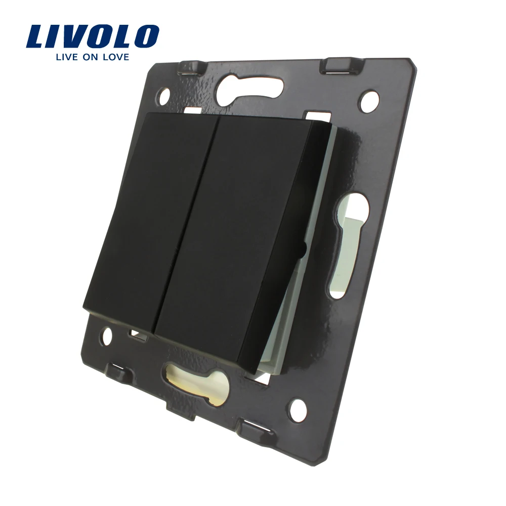 Livolo Black Plastic Materials EU Standard 2 Gang1 Way Function Key For Wall Push Button Switch C7-K2-12 | Обустройство дома